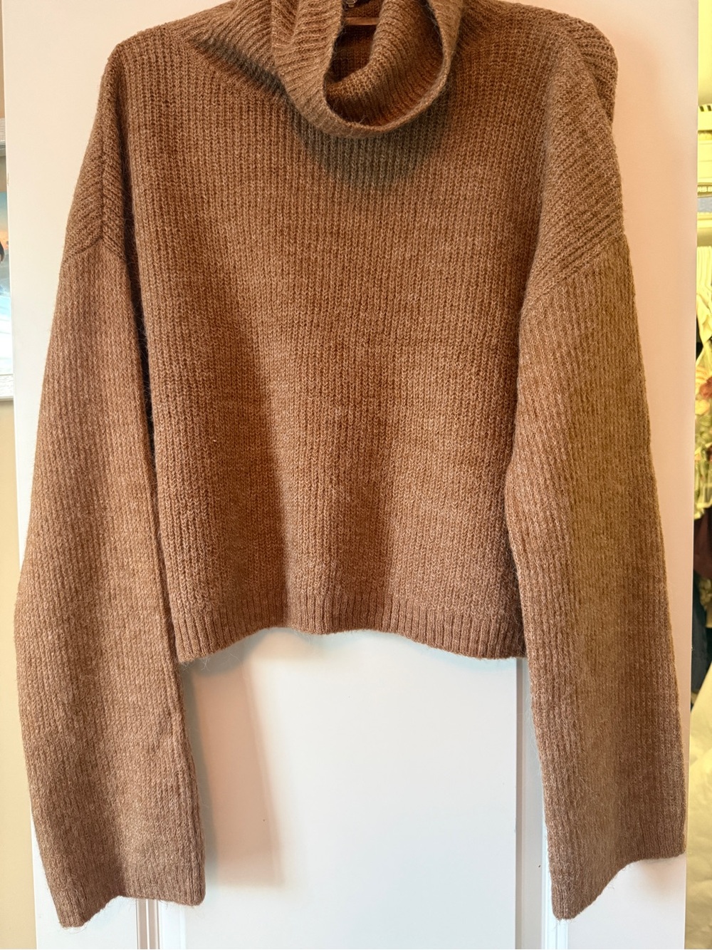 wild fable Cropped Turtleneck Sweater in Brown